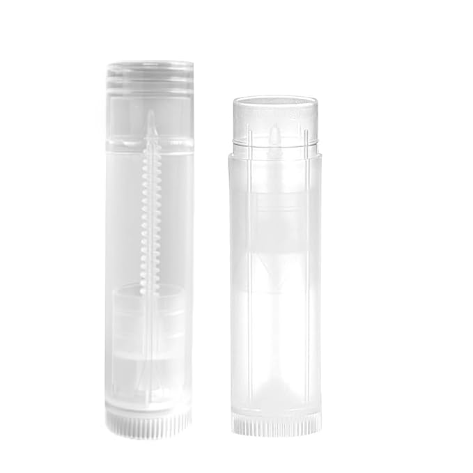 100 Sets Empty Lip Balm Tubes Bulk Round with Caps for DIY Lipstick Homemade, 3/16 OZ (5.5 ML), Clear, BPA Free, 100 Tubes and Caps