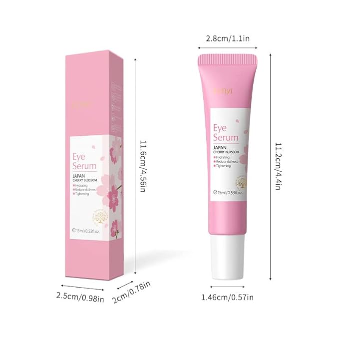 AKARY Cherry Blossom Eye Roller Serum Eye Moisturizer, Deep Hydration Eye Serum with Caffeine and Sodium Hyaluronate, Under Eye Cream to Reduce Dark Circles, Fine Lines, Smoothing Skin Care Treatment