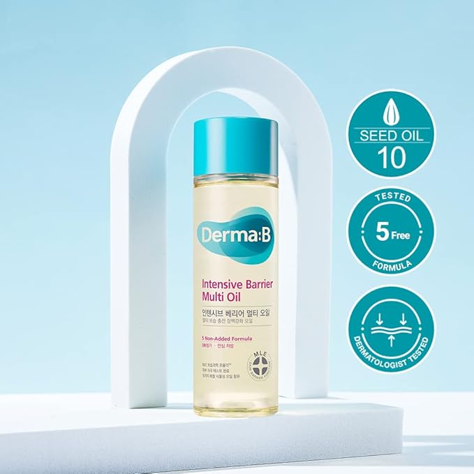 Derma B | Intensive Barrier Multi Body Oil | Moisturizing Non-Sticky Multi-Use Oil After Shower | 10 Botanical Skin Oil for Sensitive Skin | Korean Body Oils for Women & Men | 4.56 fl oz (135ml)