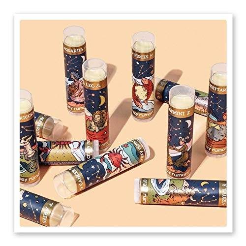 Crazy Rumors Aquarius Zodiac All Natural, Plant Based Lip Balm to Moisturize and Nourish your Lips - Air Blend (Vanilla Cream, Fresh Berry and Botanical Lavender)