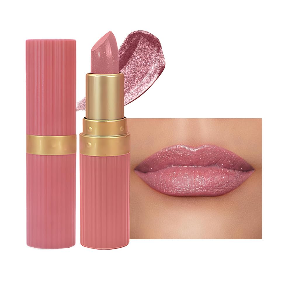 Pink Purple Metallic Lipstick for Women,Lightweight Shimmer Frosted Lipstick,Glitter Lip Gloss Stain Long Lasting Waterproof Smudge Proof 24 Hour Full Coverage Lip Makeup,Vegan