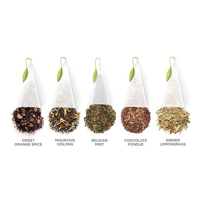 Tea Forte Winter Chalet Petite Presentation Box Tea Gift Set Sampler, 10 Count, 2 of Each Variety Individually Wrapped Handcrafted Pyramid Infuser Bags