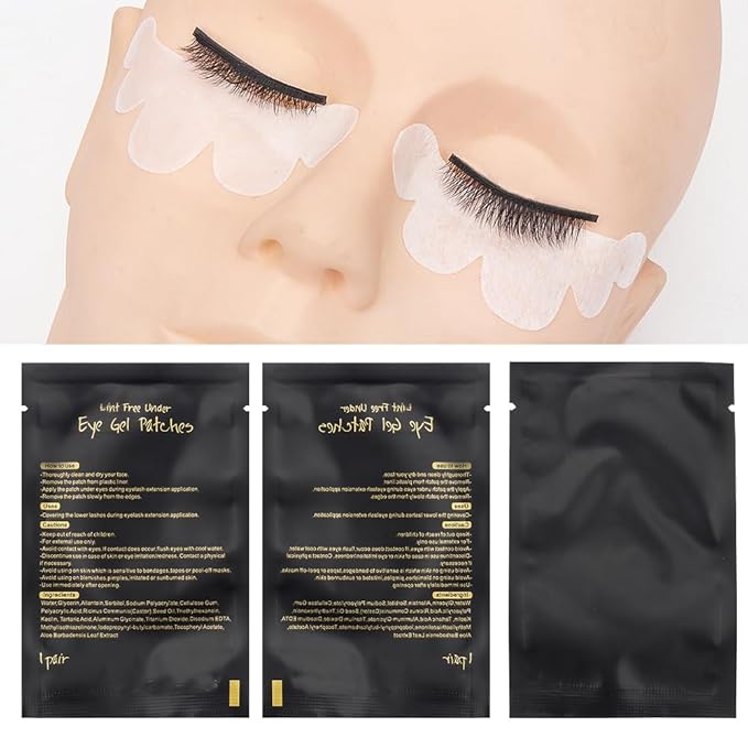 100 Pair Set Eye Gel Pads For Eyelash Extensions Lint Free Patches Beauty Tools (Black)