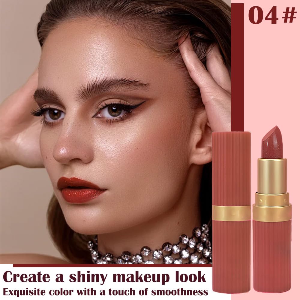 Red Metallic Lipstick for Women,Lightweight Shimmer Frosted Lipstick,Glitter Lip Gloss Stain Long Lasting Waterproof Smudge Proof 24 Hour Full Coverage Lip Makeup,Vegan