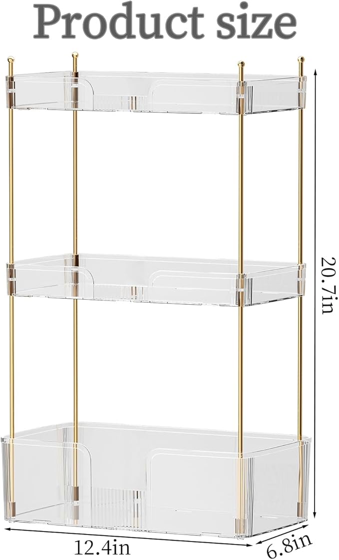 3 Tier Bathroom Countertop Organizer, Makeup Skin Care Organizer, Perfume Tray Vanity Countertop Organizer for Bathroom Countertops