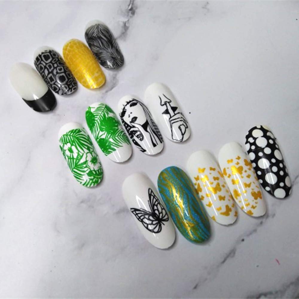 2Pcs Butterfly Rose Steel Nail Stamping Plates Flower Leaf Image Geometric Polish Stencil Accessories Tool 14.5×9.5cm Big Size Nail Art Template