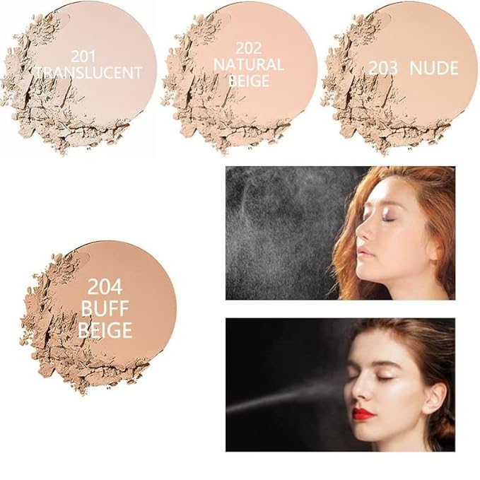2 Pack Matte Face Powder, Control Oil Brighten Skin Color Cover Blemish Makeup Face Setting Loose Setting Powder Foundation。207-Sand