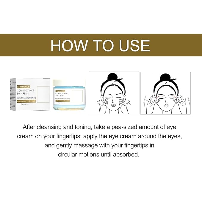 Caffeine Eye Cream, Caffeine Eye Cream, Caffeine Anti-Wrinkle Overnight Eye Cream, Firms and Reduces Eye Bags, Wrinkles, Dark Circles, and Fine Lines (2PCS)