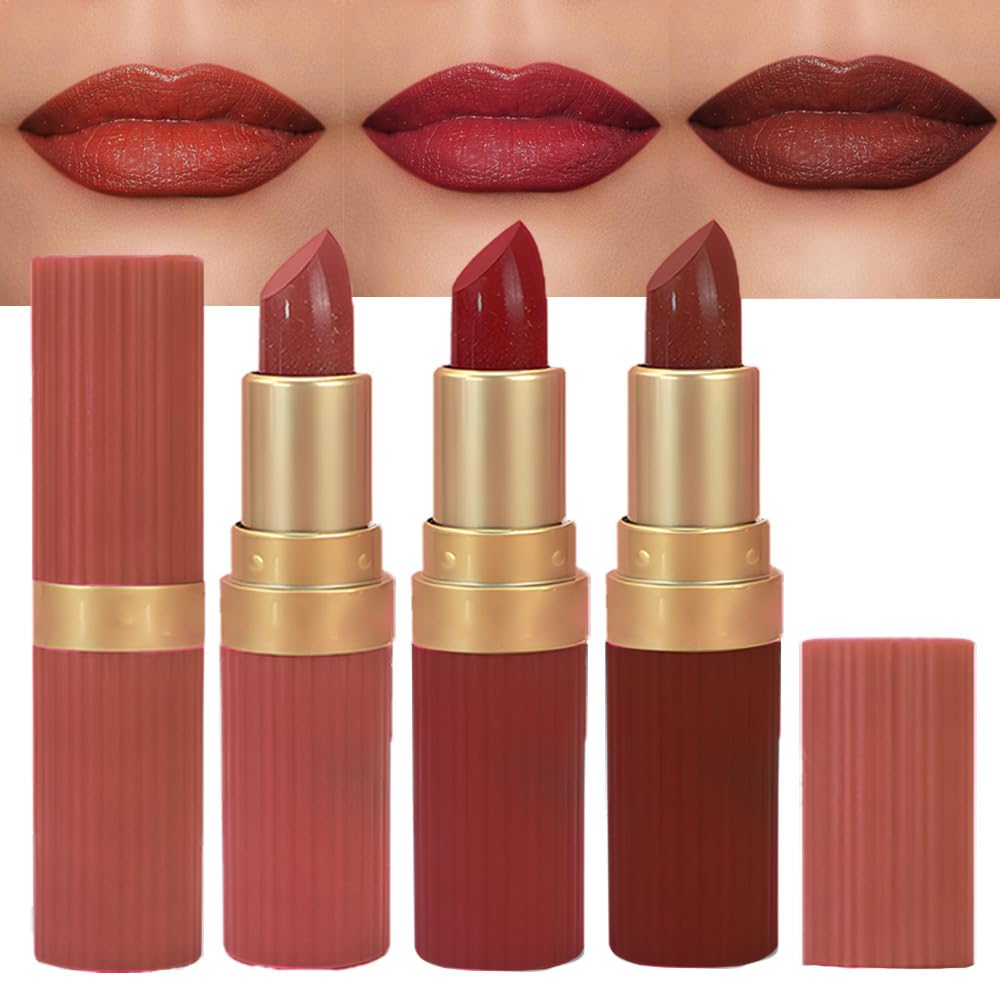 3Pcs Metallic Lipstick for Women,Lightweight Shimmer Frosted Lipstick,Glitter Lip Gloss Stain Long Lasting Waterproof Smudge Proof 24 Hour Full Coverage Lip Makeup,Vegan(04,05,06)