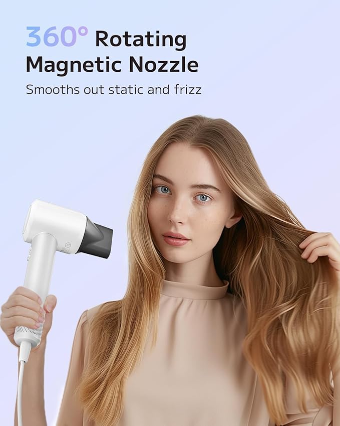 Hair Dryer, High Speed Ionic Blow Dryer with Brushless Motor for Fast Drying, Thermo-Control Quiet Hair Dryers for Women Men Kids, Small Portable Professional Hairdryer, Compact, Travel/Home/Salon