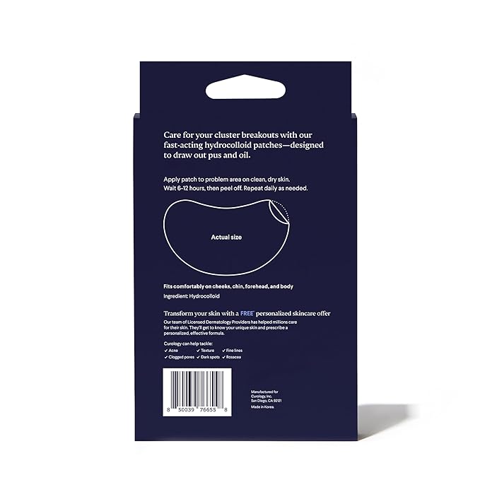 Curology Emergency Spot Patch Clusters for Breakouts, Fast Acting Large Hydrocolloid Pimple Patches for Face, Oil Absorbing, 14 Count