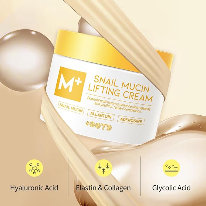 #OOTD Snail Mucin Moisturizer Cream For Face, Lifting & Deep Hydrating Ceam For Face And Neck, Anti Aging, Smoothing, Korean Skincare For Glass Skin (3.38 Fl Oz)