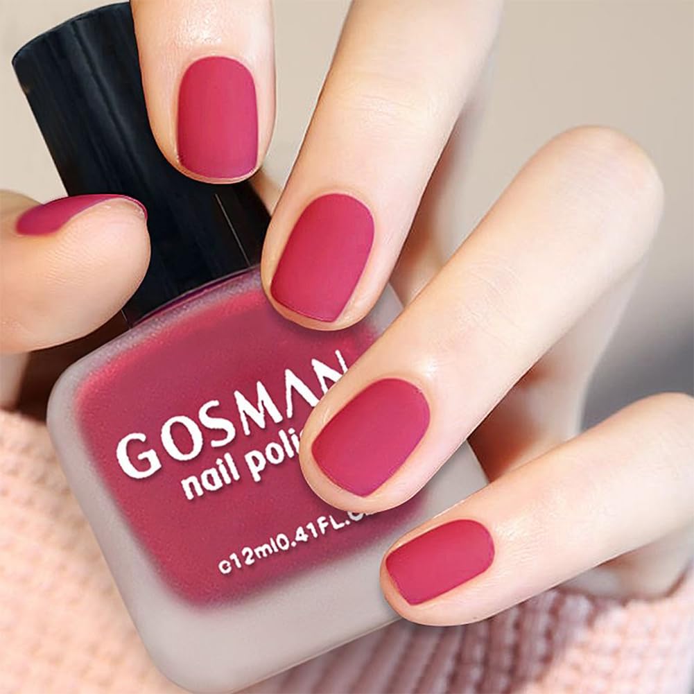 12ml Hot Pink Matte Nail Polish, Quick Dry Nail Lacquer for Nail Art Varnish, Mist Effect Matte Finish Velvet Nail Polish, 0.41 fl oz (Hot Pink, 0.41 fl oz)