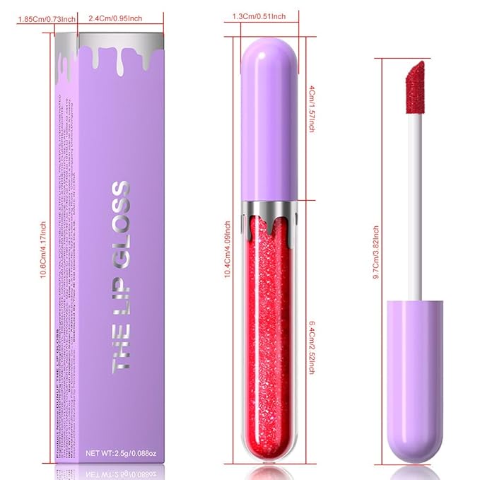 Glitter Liquid Lip Gloss,Pink Shimmer Lipstick, Waterproof Shimmer Lip Stain Lip Glaze, High Shine Long Lasting Shiny Lip Color Makeup 05#