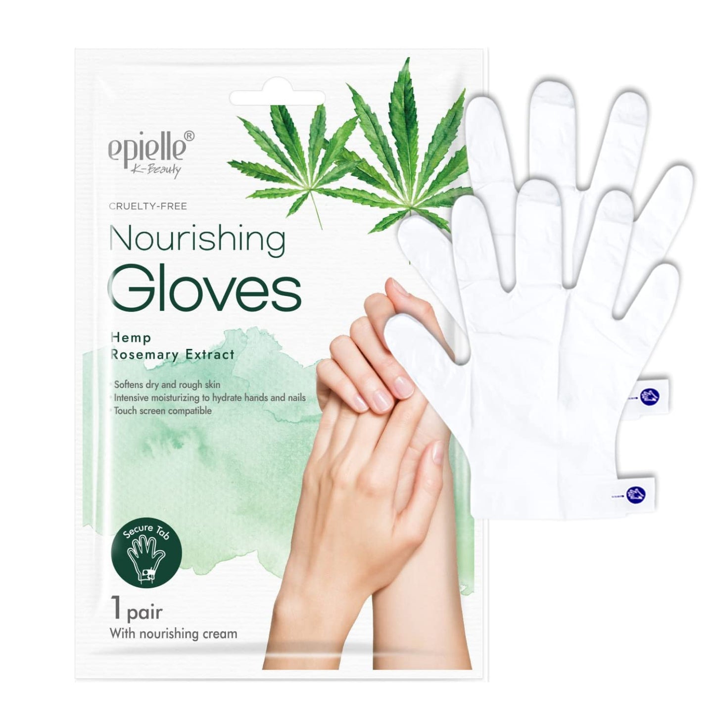 Epielle Nourishing Hand Masks 6 Pairs, Deep Moisturizing Gloves for Dry, Cracked Hands, Repair and Nourish with Hemp & Rosemary Extract, Korean Skin Care, Spa Set, Self Care Gifts for Women