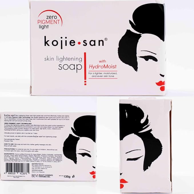 Kojie San Face & Body Skin Brightening Shower 9pc Set - the Original Kojic Acid Soap that Helps Reduce Dark Spots 6 x 135g Bars, Soap Dish and Facial Cleansing Brush…