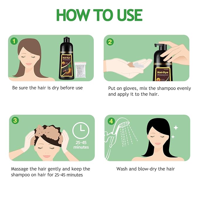 Dark Coffee Hair Dye, Hair Dye Shampoo for Men and Women, Hair Color Shampoo For Home Use, Shampoo Para Canas, Hair Dye Shampoo 3 in 1, 16.9 Fl Oz (Dark Coffee)