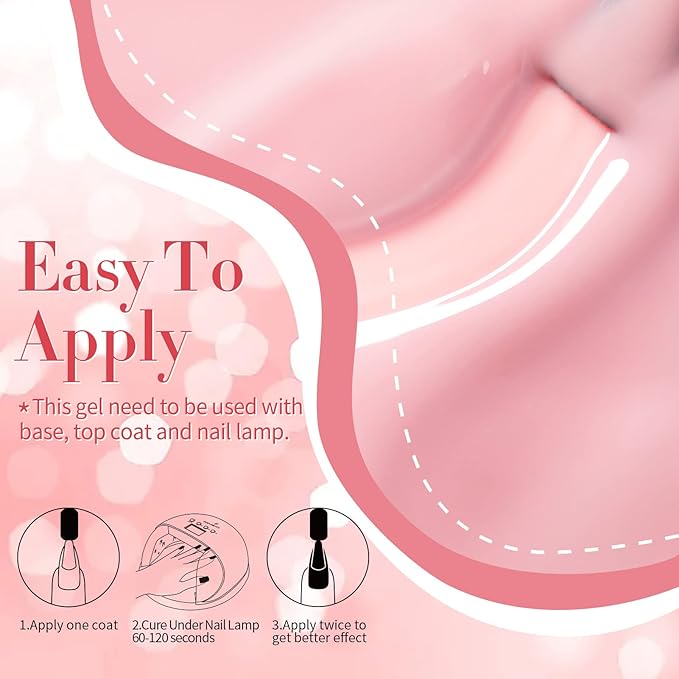 Born Pretty Jelly Nude Pink Gel Nail Polish Sheer Transparent Gel Polish 6Colors Soak Off U v Light Cure Gel Polish Kit for Salon and Nail Art DIY at Home