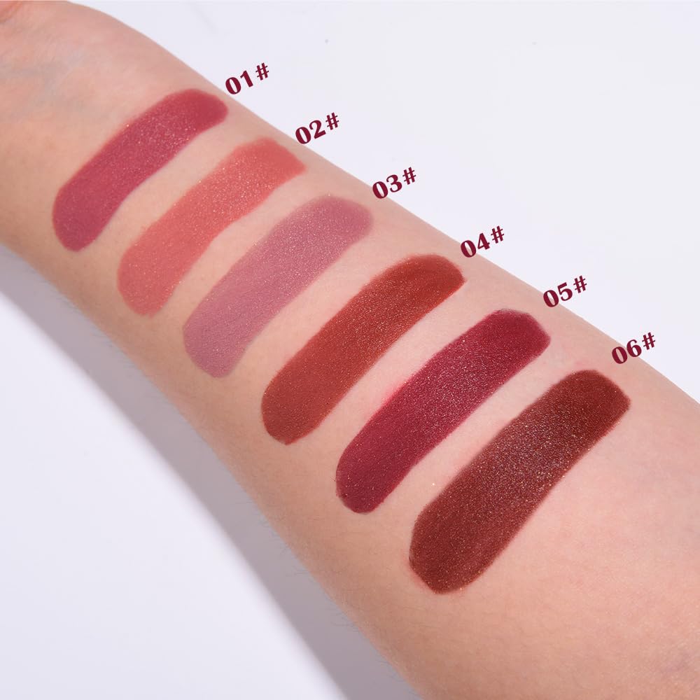 Brown Metallic Lipstick for Women,Lightweight Shimmer Frosted Lipstick,Glitter Lip Gloss Stain Long Lasting Waterproof Smudge Proof 24 Hour Full Coverage Lip Makeup,Vegan