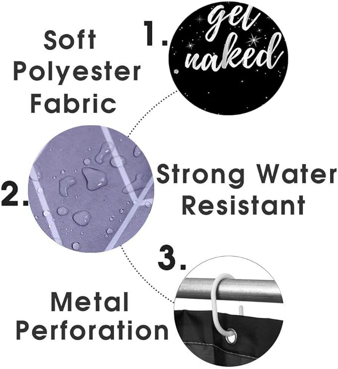 4PCS Luxury Diamond Shower Curtain Set, Bling Rhinestone Gem Crystal Jewelry Shining Starry Sky Galaxy Bathroom Decor, Waterproof Fabric Black Shower Curtain, Get Naked Bath Mat Toilet Rug