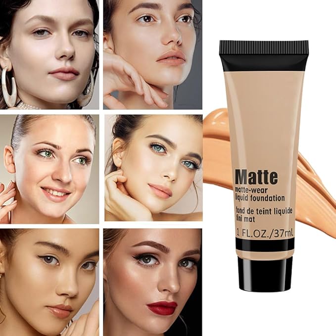 1 Pack Liquid Foundation Cream for Face Makeup,Durable Full Coverage Matte Concealer Make Up,Oil Control & Waterproof Base Primer -1 Fl.Oz-BEIGE 6#