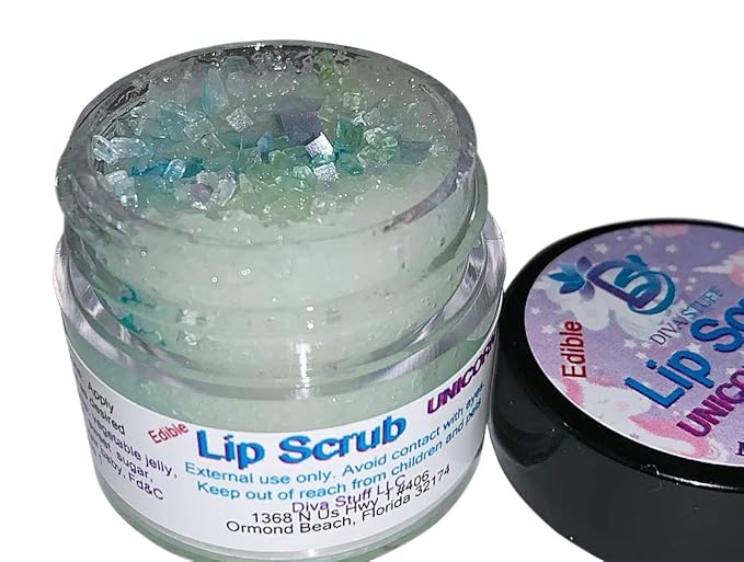 Diva Stuff Ultra Hydrating Lip Scrub for Soft Lips, Gentle Exfoliation, Moisturizer & Conditioner, Unicorn Kisses – ¼ oz (Made in the USA)