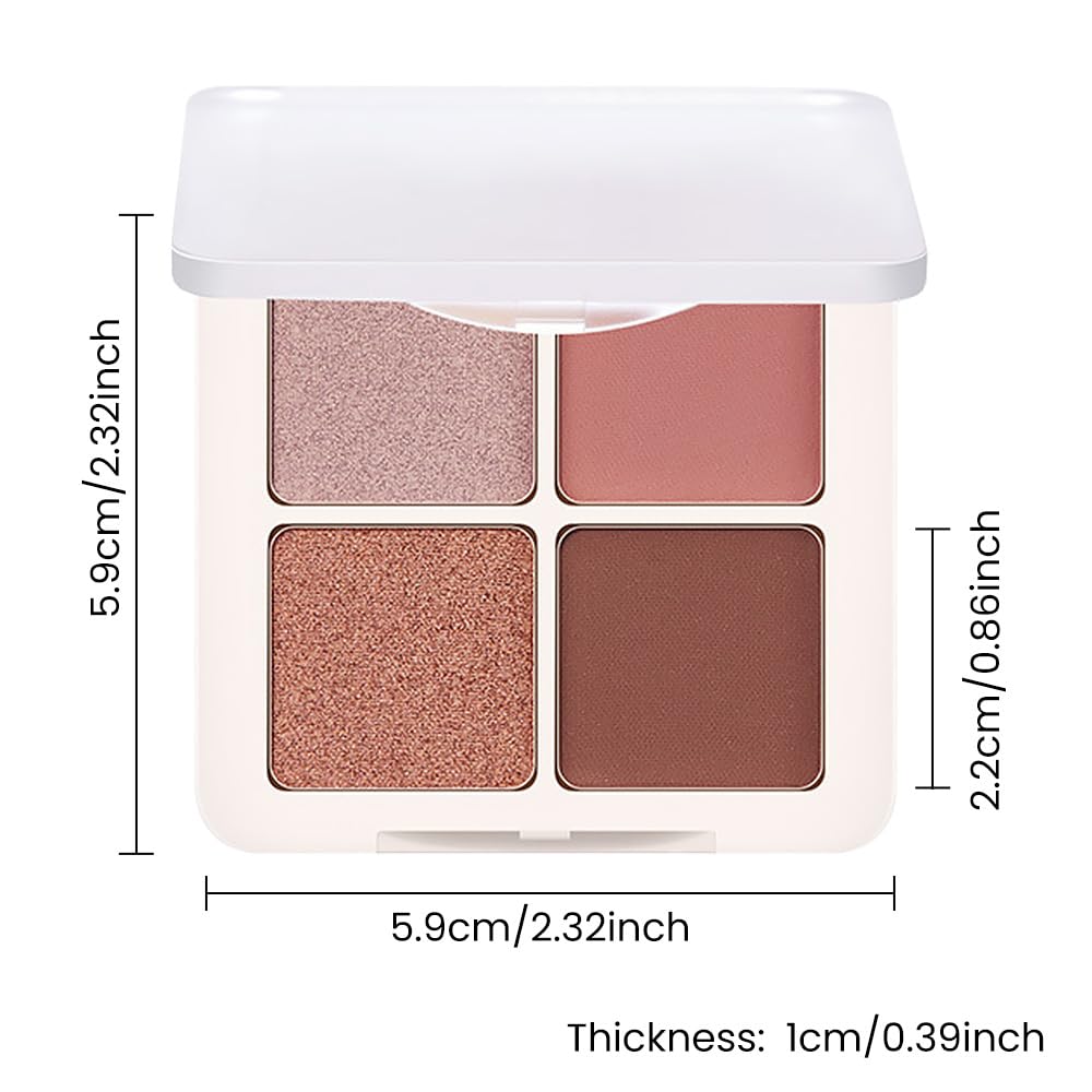 4 Colors Matte Shimmer Eyeshadow Makeup Palette,Rose Gold Nude Pink Natural Neutral Eye Shadow Palette,Long Lasting Waterproof Naturing-Looking Women Girls Eye Shadow