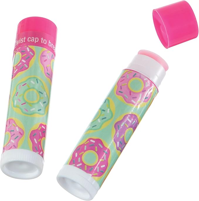 Doughnut Lip Balm Favor - .6" dia. x 2.5"H | Pink | Pack of 8