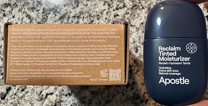 APOSTLE Reclaim Tinted Moisturizer for Men (8 St. James) - Niacinamide, Vitamin E, Squalane, Hyaluronic Acid, Tinted Face Moisturizer For Men. Hydrates, Evens Skin Tone, Reduces Fine Lines, 1 Fl. Oz.