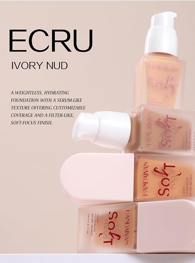 Soft Focus Deep Liquid Concealer Foundation, Hydrating High Coverage Liquid Foundation, Waterproof Long Lasting 24h Full Coverage Matte Finish, Lightweight Liquid Concealer for Women, 08