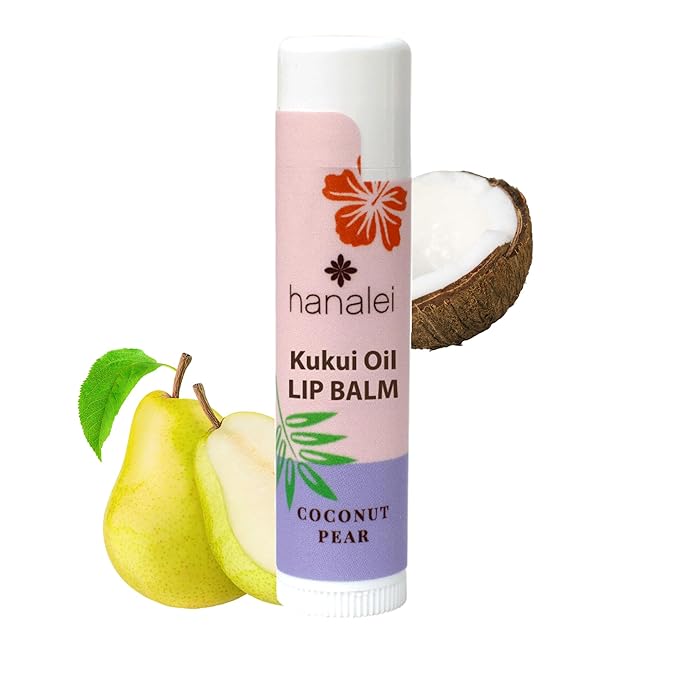 Hanalei Lip Balm and Moisturizer - Natural Kukui Oil and Beeswax Lip Moisturizer to Hydrate and Replenish Dry, Chapped Lips - Made in USA - Coconut Pear