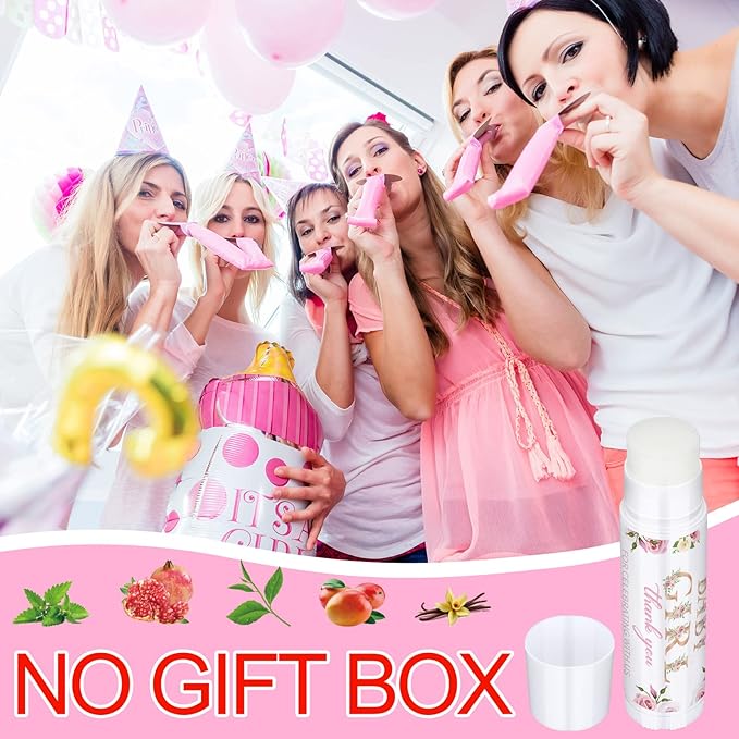 Dunzy 50 Pcs Thank You Gift Lip Balm Bulk Baby Shower Party Favors Bridal Shower Favor Lip Care with Assorted Fruit Flavors Thank You Lipstick for Guest Basket Gift Stuffer (Floral)
