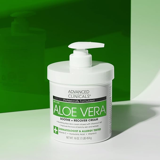 Advanced Clinicals Aloe Vera Lotion Skin Care Relief Cream | Vitamin E Infused Hyaluronic Acid Moisturizer & Vitamin C Body Lotion For Women & Men Helps Improve Look Of Extremely Dry Skin, 16 Ounce