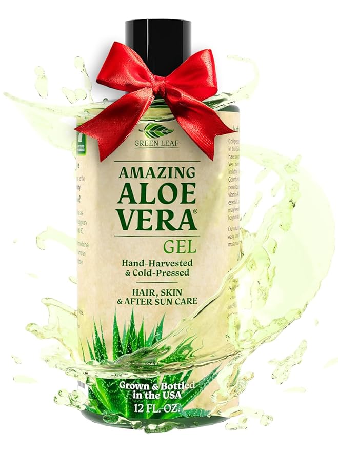 Amazing Aloe Vera Gel - Freshly Cut, 100% Pure Aloe, Premium Quality, Vegan, Unscented - Natural Sunburn Relief, After Shave, Skin, Face & Hair Care 12oz