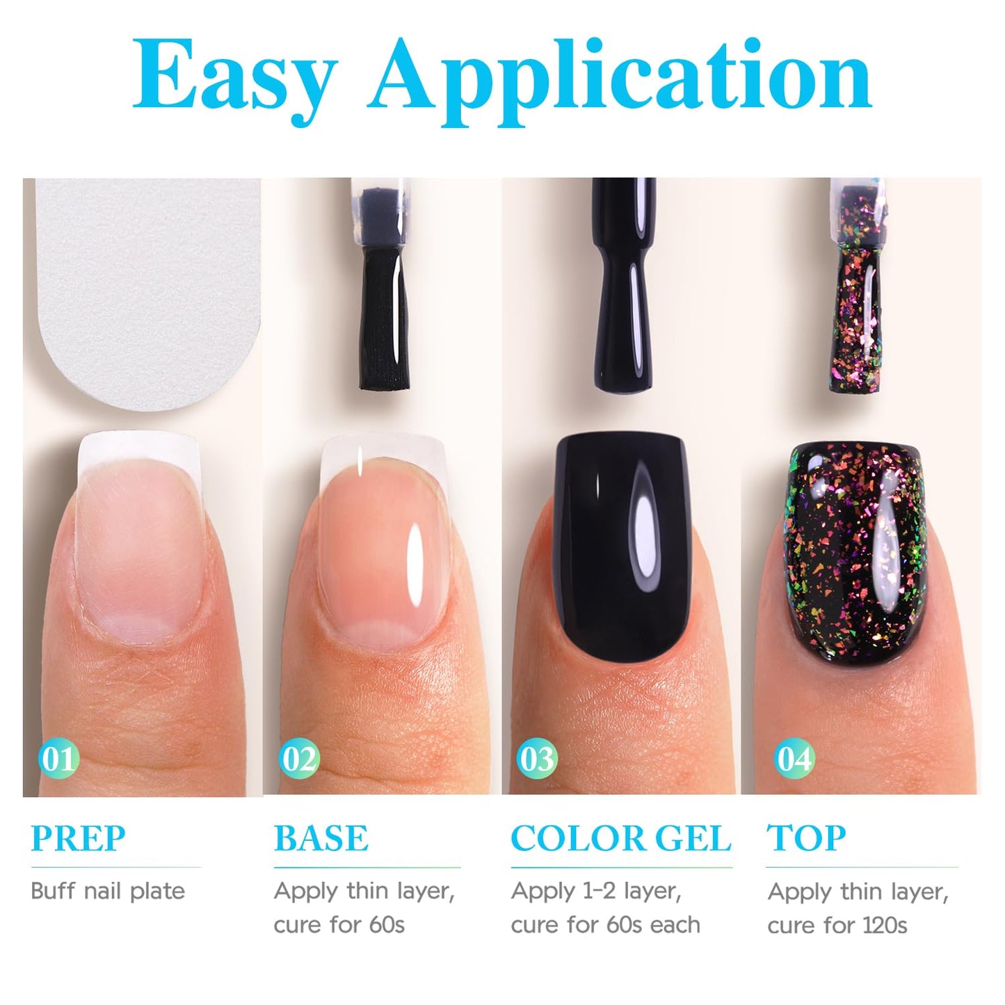 Double Rhythm 15ML No Wipe Gel Top Coat Base Coat Iridescent Glitter Shimmer 2 in 1 Nail Polish Soak Off Manicure DIY Home Salon (AURORA TOP COAT 6)