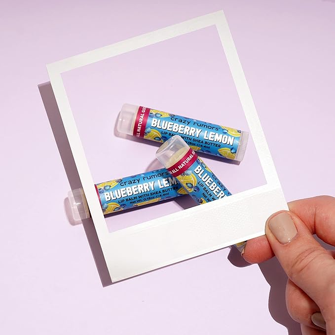 Crazy Rumors Blueberry Lemon Flavored All Natural, Plant Based Lip Balm to Moisturize and Nourish your Lips - Blueberry Lemon (3-Pack)
