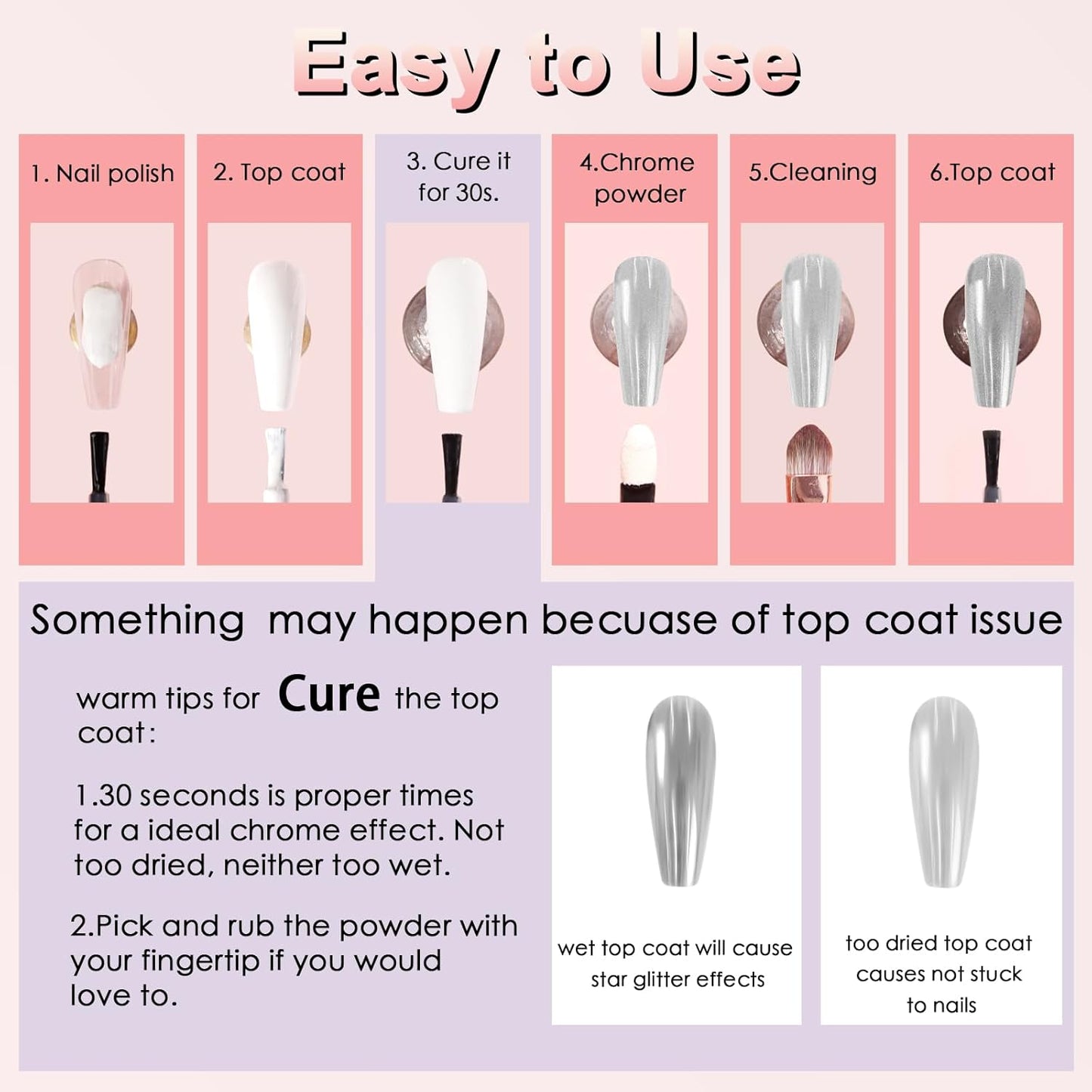 Allstarry Chrome Nail Powder 2pcs Metallic Mirror Effect Dust Glitter Glazed Manicure Decoration Reflective Pigment for Gel Polish Nail Art Decoration Resin Craft, Festivals - Champagne Gold