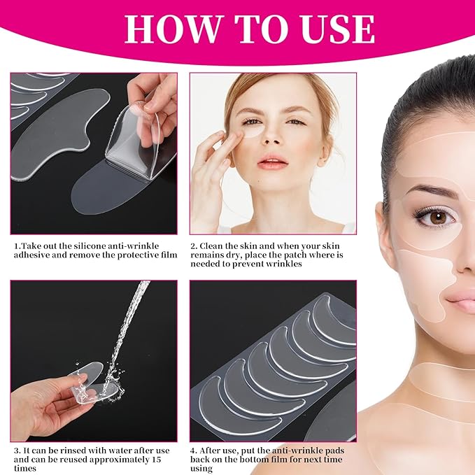 11 PCS Reusable Wrinkle Patches, Silicone Patches for Wrinkles, Forehead Wrinkle Patches to Reduce Fine Wrinkles Smile Neck Chest Lines Anti-Ageing