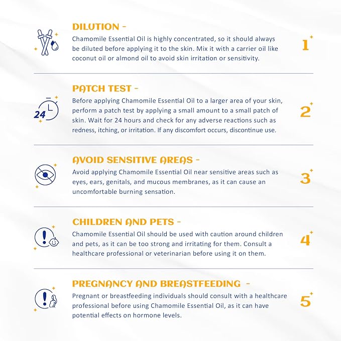 HIQILI 0.33 Fl Oz Chamomile Essential Oil, Air Purifying, Relaxing, Skin Care, Can be Added to Fresheners, Foot Baths, Body Lotions Use - 10ml