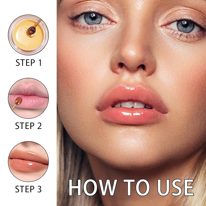 4 PCS Lip Mask Overnight, Honey&Strawberry Moisturizing Repair Sleeping Lip Balm, Fade Lip Lines Bee lip Balm, Hydrating &Prevention Dry and Crack Lip Scrubs Exfoliator (2 Honey & 2 Strawberry)