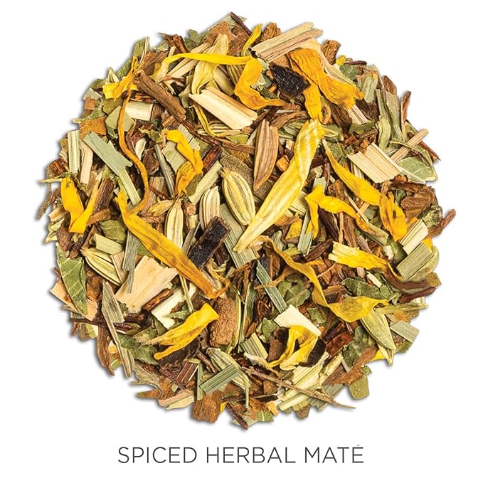 Tea Forte Spiced Herbal Maté Premium Organic Loose Leaf Caffeinated Herbal Tea Blend Canister, Makes 35-50 Cups, Tea Gifts for Mother's Day