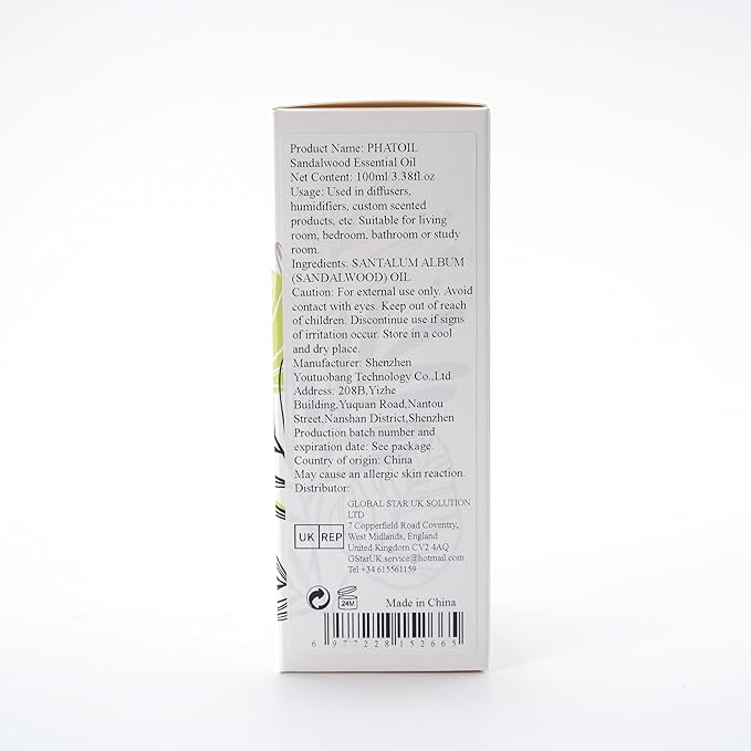 100ML Sandalwood Essential Oil, Pure Aromatherapy Essential Oils for Diffuser, Humidifier, Relax, Scented Oils for Soap, Candle Making, Huge 3.38fl.oz Bottle