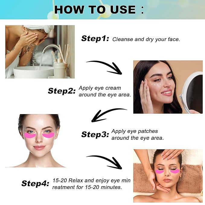 Aethland Reusable Eye Patches, 3 Pairs Silicone Under Eye Patches with Lifting Effect to Reduce Wrinkles and Fine Lines, Pair with Eye Roller Massager Eye Serums Cream Applicator