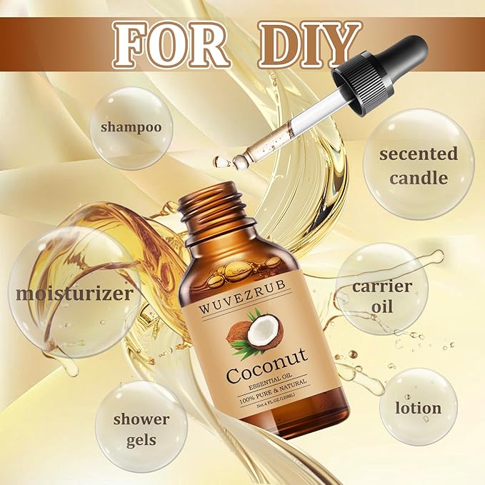 Coconut Essential Oils 120ML, Pure Coconut Essential Oil for Aromatherapy Diffuser - 4 Fl Oz