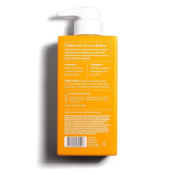 MEDIX 5.5 Exfoliating AHA Glycolic Acid Face & Body Scrub Cleanser + Vitamin C Moisturizing Body Cream Lotion Skin Care 2PC Set | Alpha Hydroxy Acid & Lactic Acid Foaming Body Wash & Face Wash, 2-PC