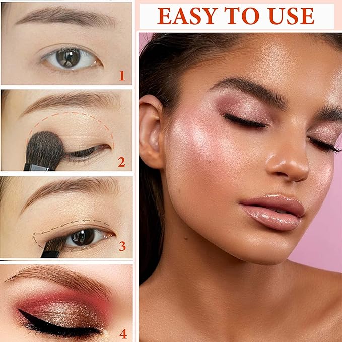 12 Color Naked Eyeshadow Palette,Pearly Earth Color Eyeshadow,Natural Shimmer Eyeshadow Palette,Professional Waterproof and Smudge Proof Eye Shadow Palette Kit,Eye Makeup Set for Women(B)