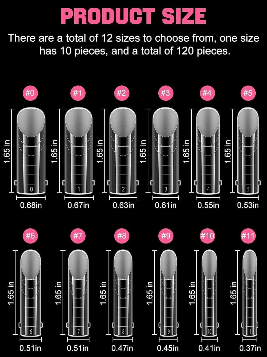 EBANKU Poly Gel Nail Forms, 120Pcs Coffin Matte Dual Nail Forms Clear Nail Molds Square Full Cover Nail Tips for Nail Extension Nail Art DIY 12 Sizes