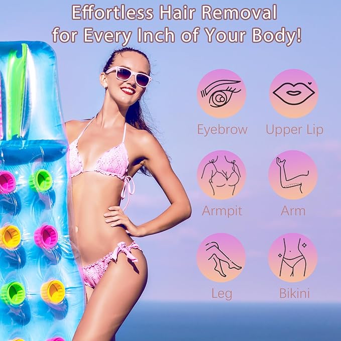 Bikini Trimmer for Women, 2 in 1 Dual-Head Electric Shaver for Women Pubic Hair, Waterproof Wet/Dry Use Body Hair Trimmer and Face Razors, Rechargeable Hair Removal for Bikini Legs Face Underarm Arm