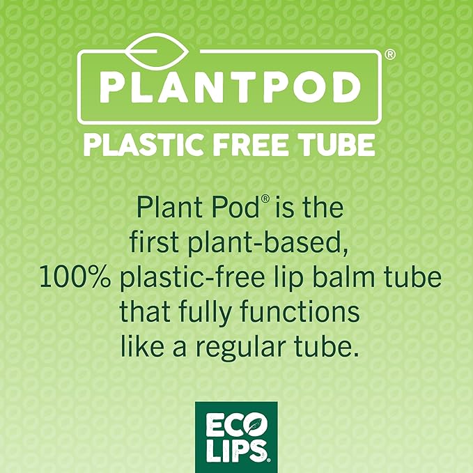 Eco Lips Classic Mint Broad Spectrum Sunscreen Lip Balm 6-Pack - 100% Plastic-Free Plant Pod Packaging - Made in USA