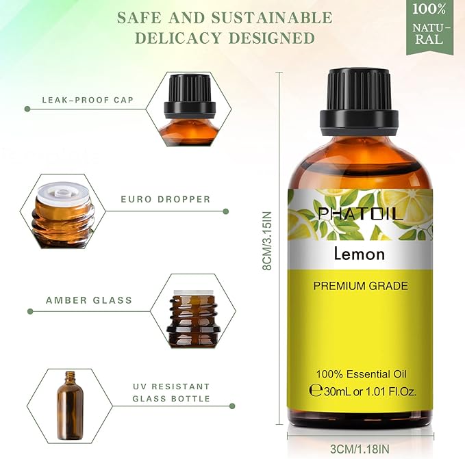 1.01FL.OZ Lemon Essential Oil, Pure Aromatherapy Essential Oils for Diffuser, Humidifier, Scented Oils for Soap, Candle, Bath Bombs Making(30ML)